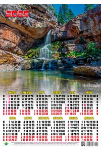 00022 Водопад Кристин - 2025 (Листовой календарь, формат А2) со звуками природы.